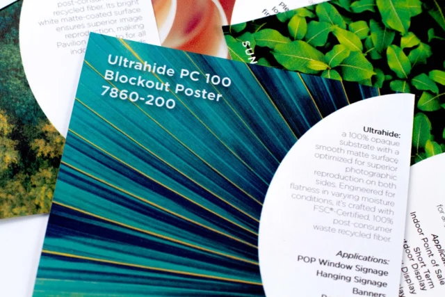 Ensure your messages are seen clearly with the Ultrahide PC 100 Blockout Poster. Perfect for high-impact visuals that need to be front and center without any bleed-through. Completely recyclable and eco-friendly. 📢♻️

Ready to elevate your displays? Request a wide-format sample kit today! 

#BigImpactSmallFootprint #SustainablePrinting #BlockoutPoster